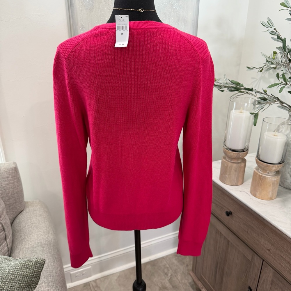 NWT Gap Bright Pink Cardigan Sweater 100% Cotton - Picture 3 of 7